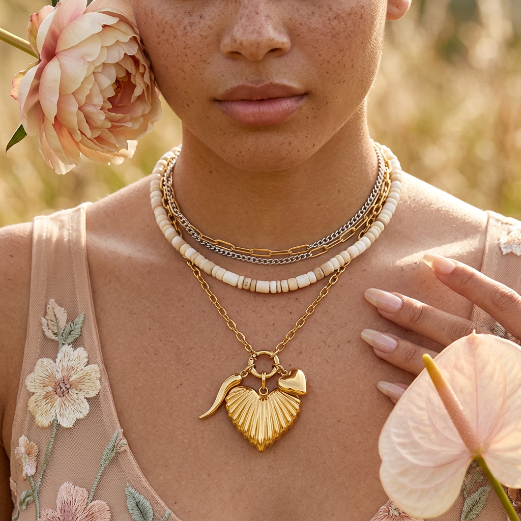 Rionia Golden Heart Pendant Charm