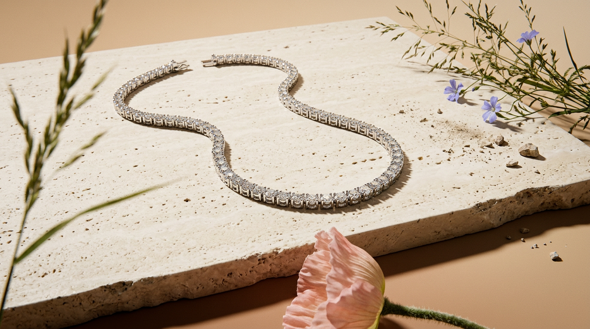 Taelia Silver Chain Tennis Necklace