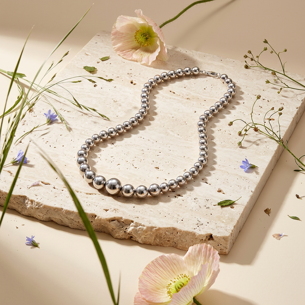 Maelia Silver Orb Strand Necklace