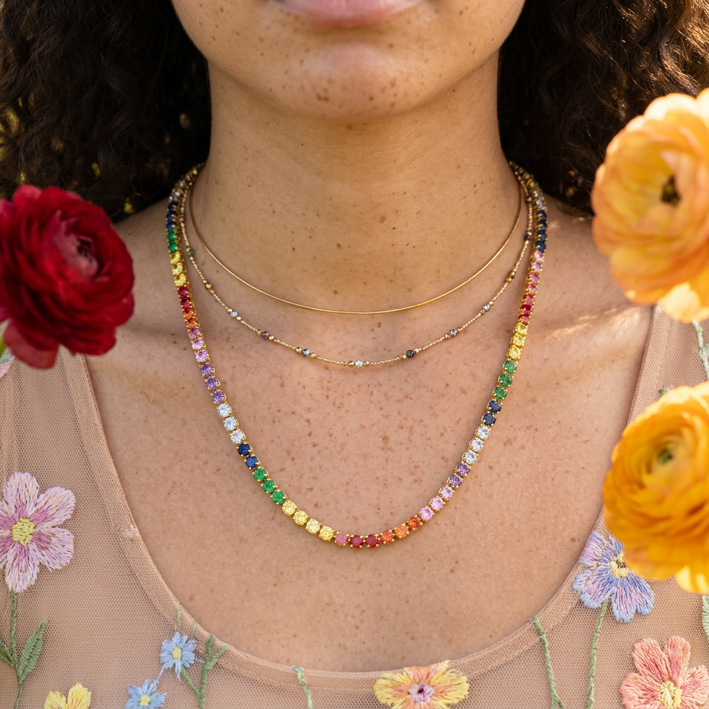 Ziolea Golden Chain Tennis Necklace
