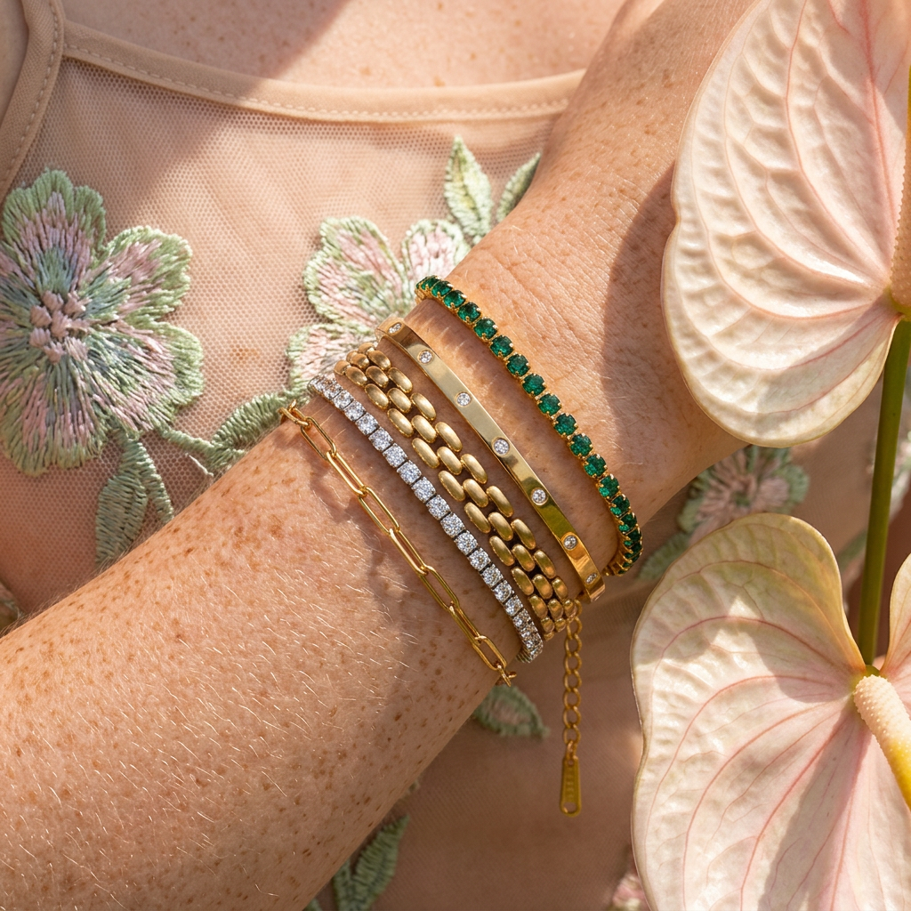 Liovia Golden Orb Tennis Bracelet