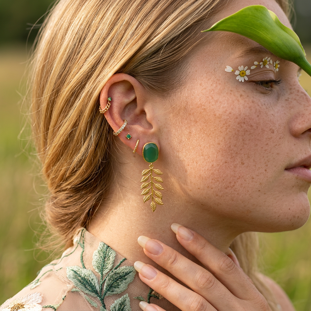 Maevia Golden Oval Drop Earrings