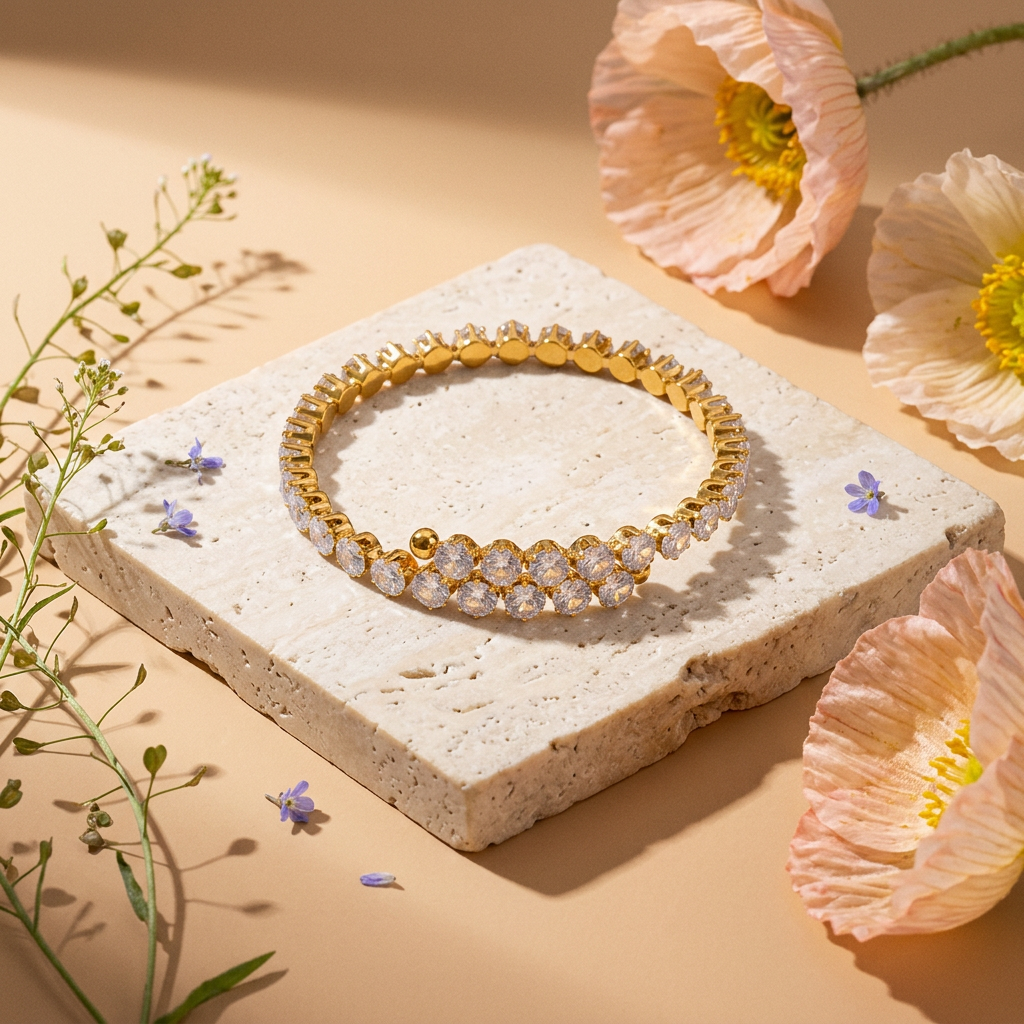 Ziolia Golden Orb Tennis Bracelet