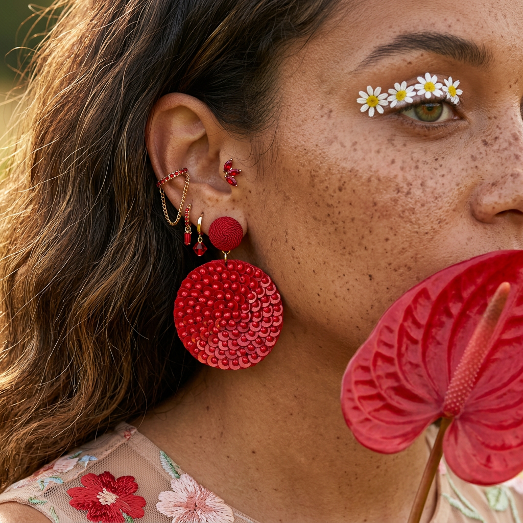 Zaelia Golden Disc Drop Earrings