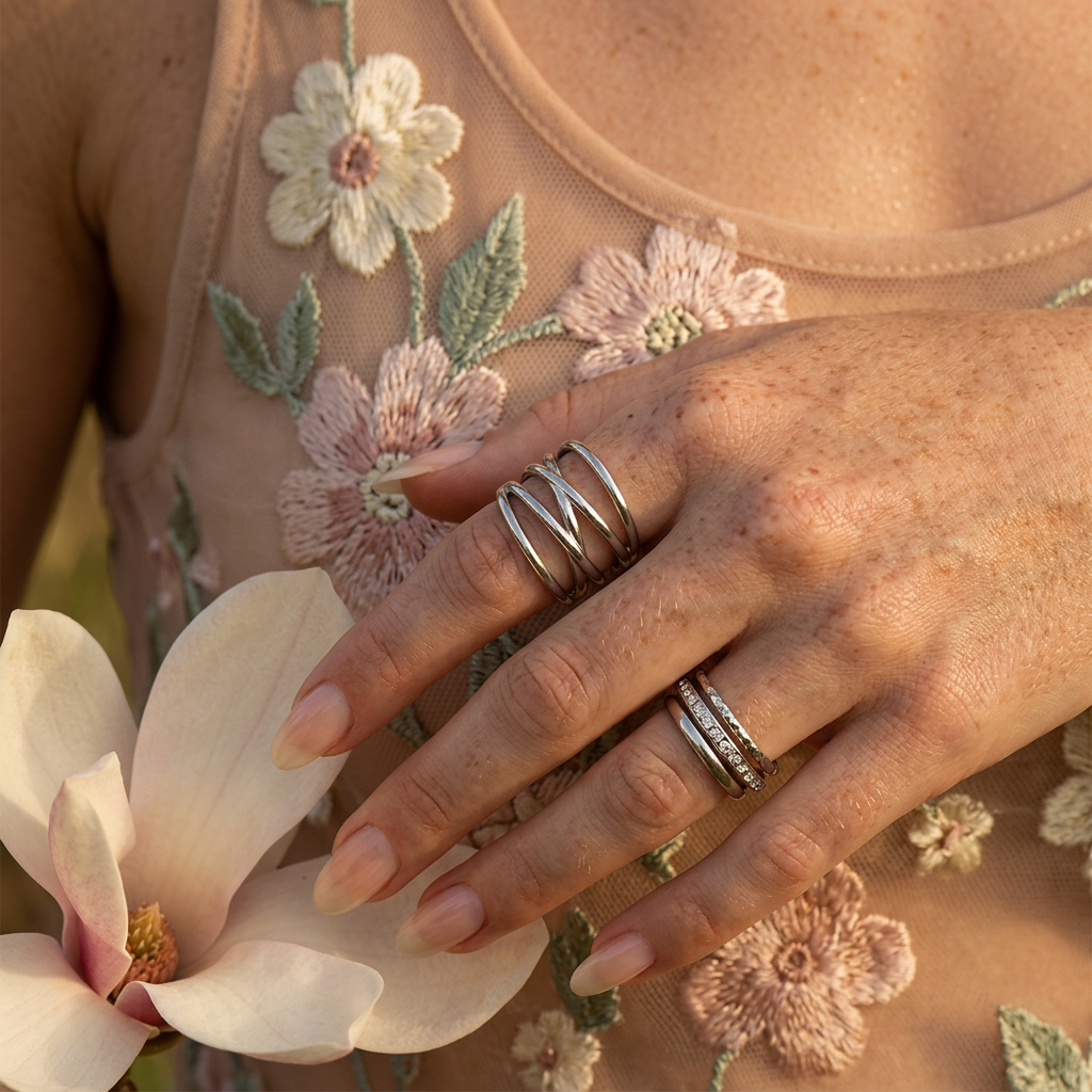 Zeolia Silver Crescent Band Ring