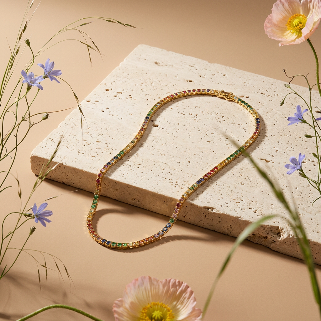 Naevia Golden Chain Tennis Necklace