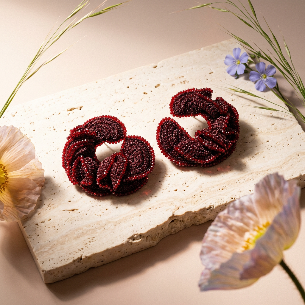 Ziolia Beaded Flower Stud Earrings
