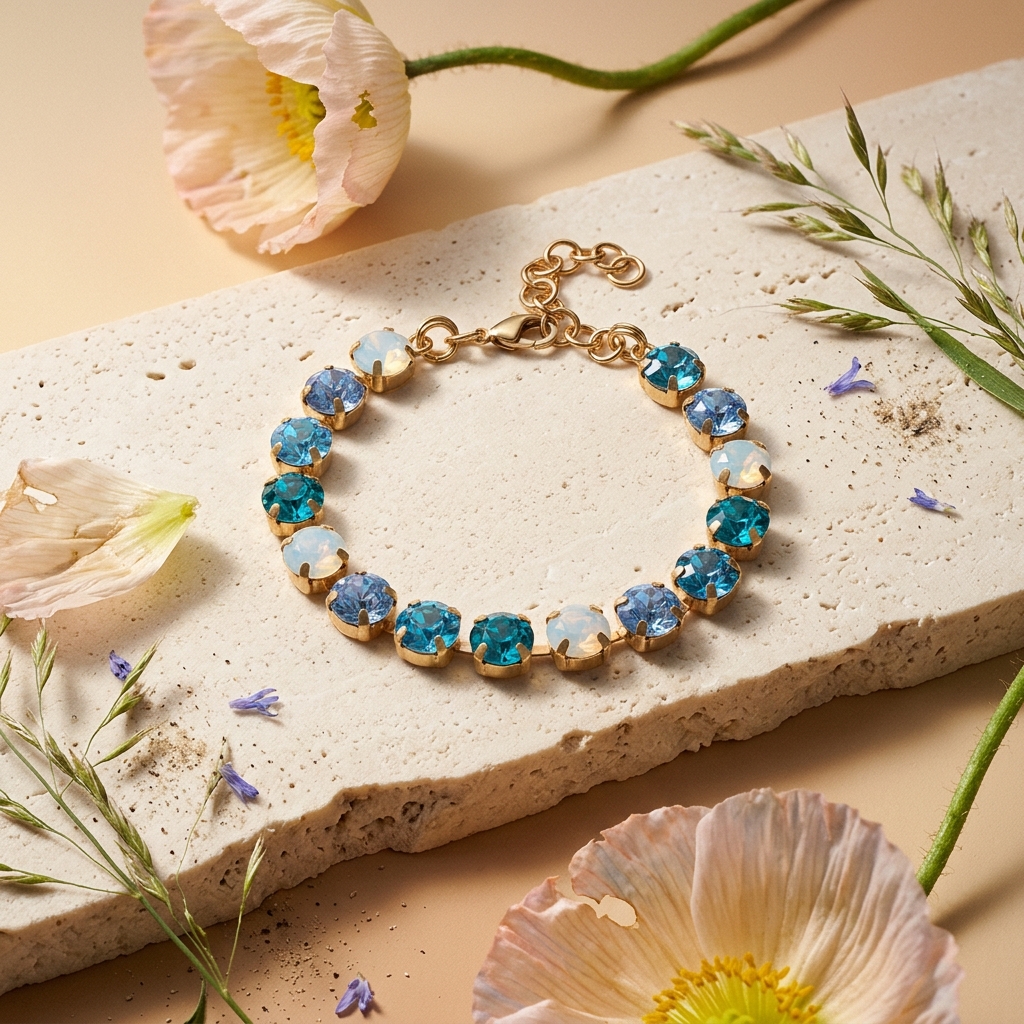 Naelia Golden Orb Tennis Bracelet
