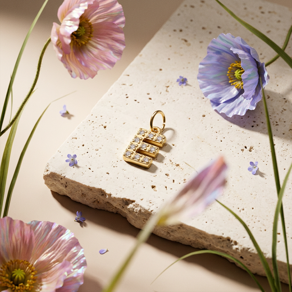 Tiovia Golden "E" Letter Pendant Charm