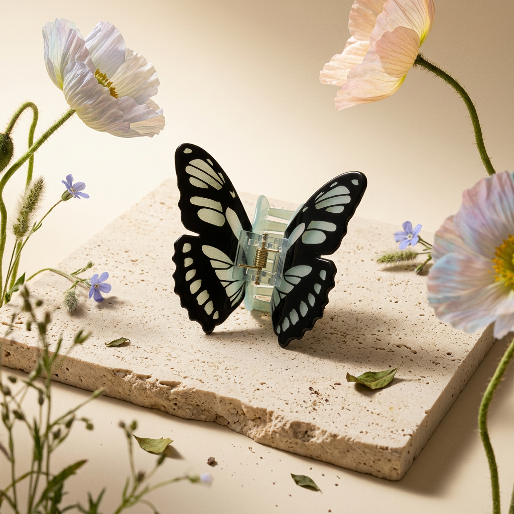 Thaelia Golden Butterfly Clip hair