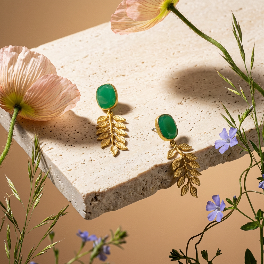 Maevia Golden Oval Drop Earrings