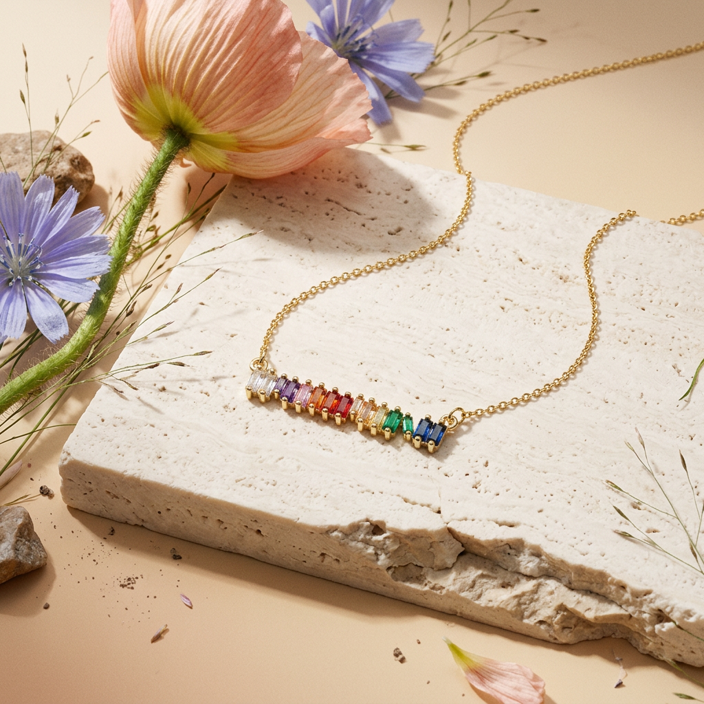 Ziolia Golden Bar Pendant Necklace