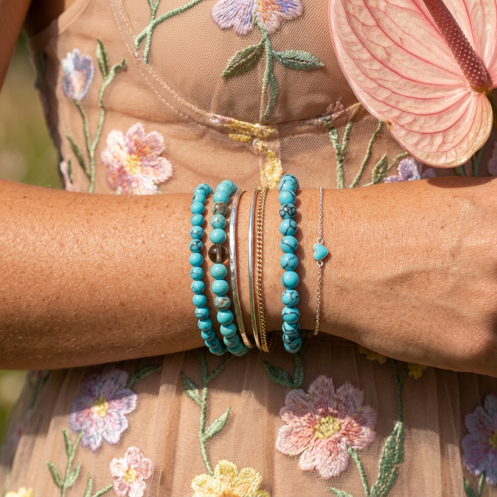 Vaelia Turquoise Bead Strand Bracelet