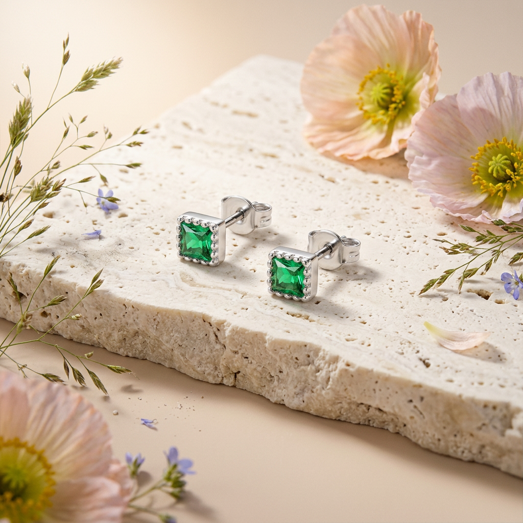 Vaenia Silver Halo Stud Earrings
