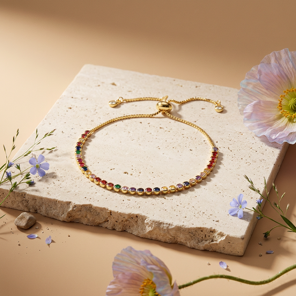 Raelia Golden Chain Tennis Bracelet