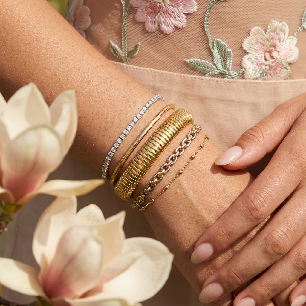 Deovia Golden Halo Bangle Bracelet