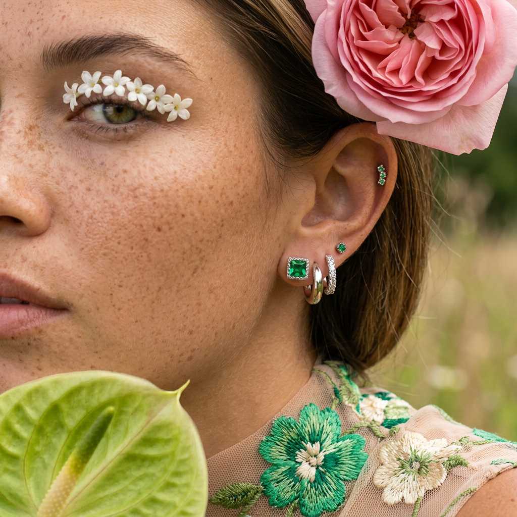 Vaenia Silver Halo Stud Earrings