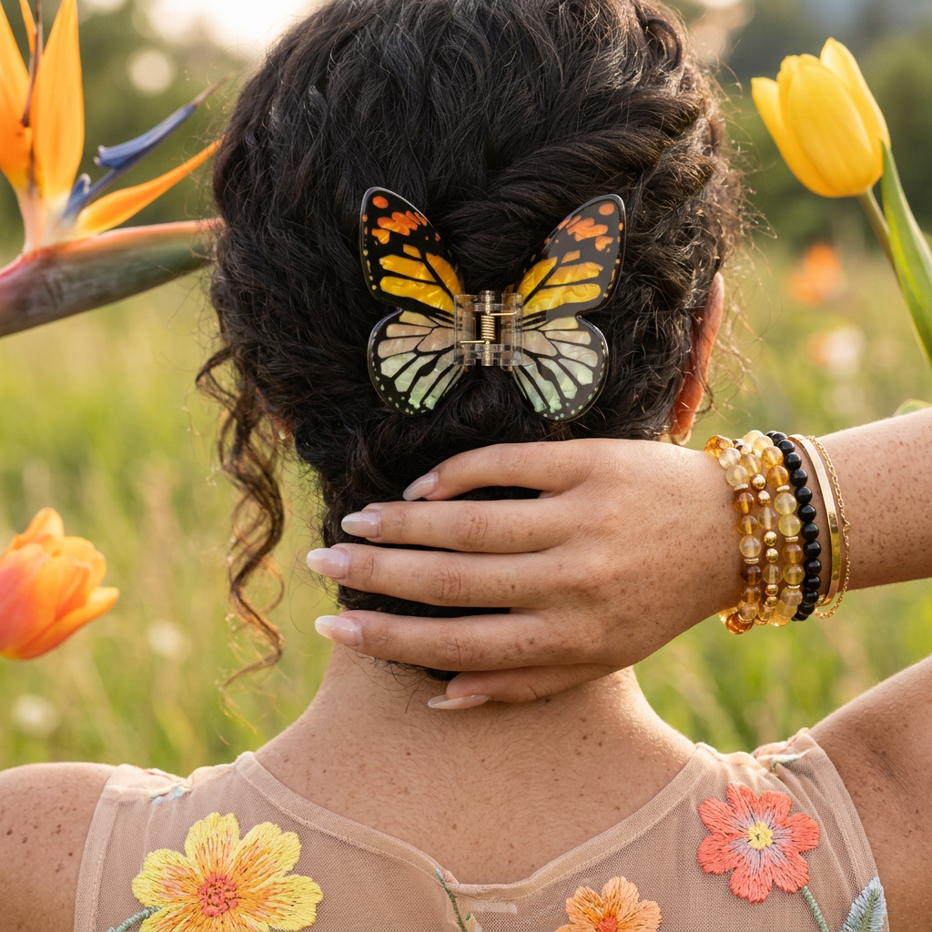 Vaelia Acrylic Butterfly Clip hair