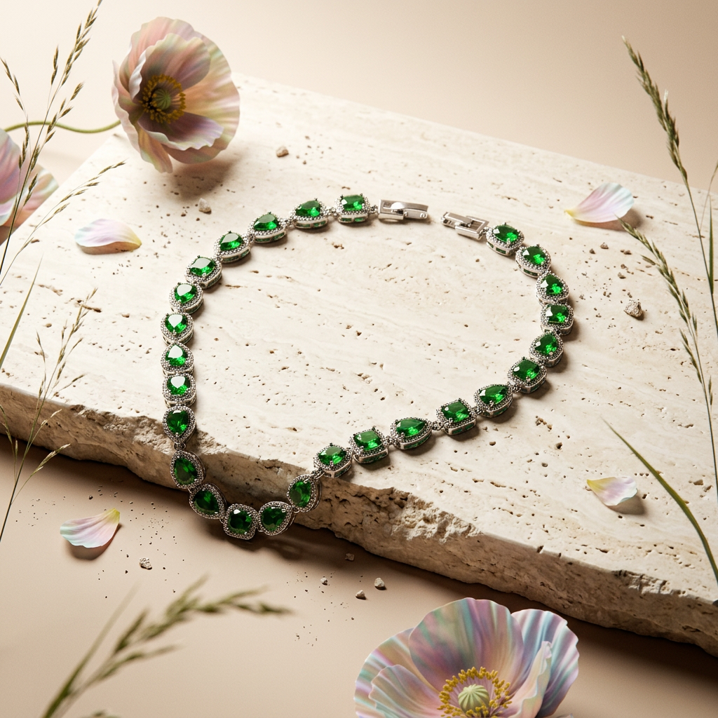 Zeomia Silver Teardrop Station Necklace
