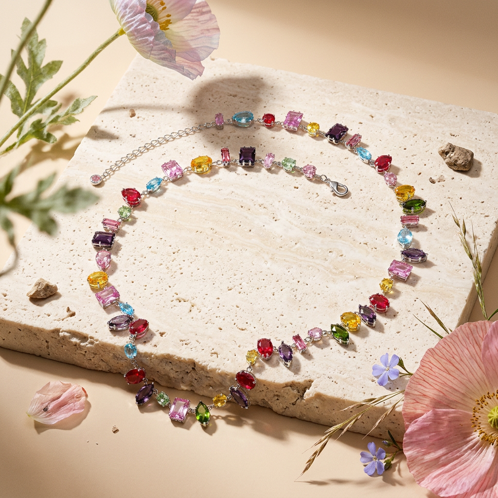 Riomia Silver Cluster Chain Necklace