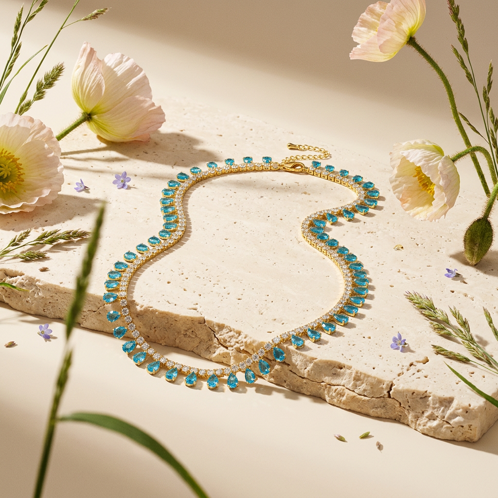 Zialle Golden Teardrop Choker Necklace