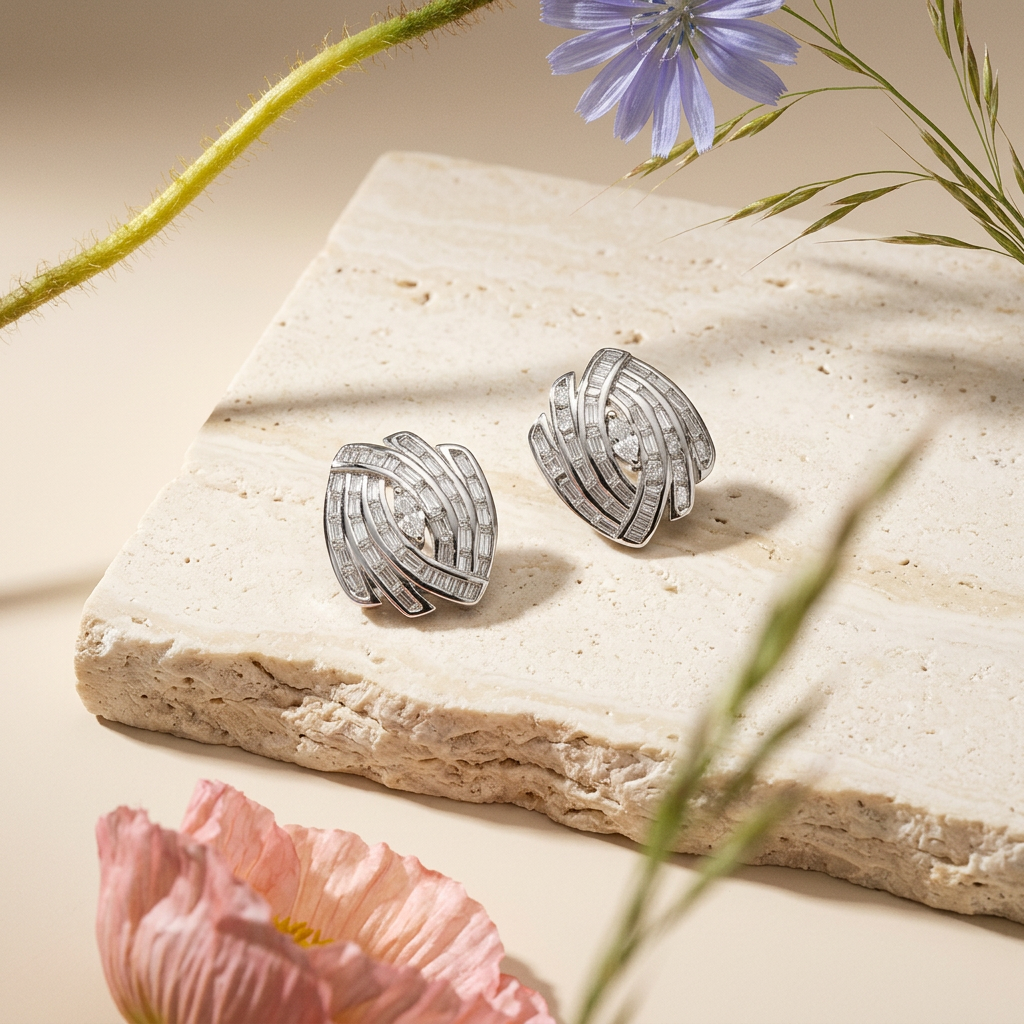 Vaelia Silver Cluster Stud Earrings