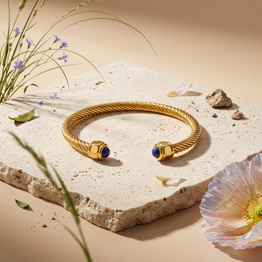 Laevia Golden Orb Cuff Bracelet