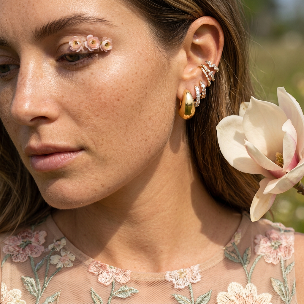 Meavia Golden Crescent Stud Earrings