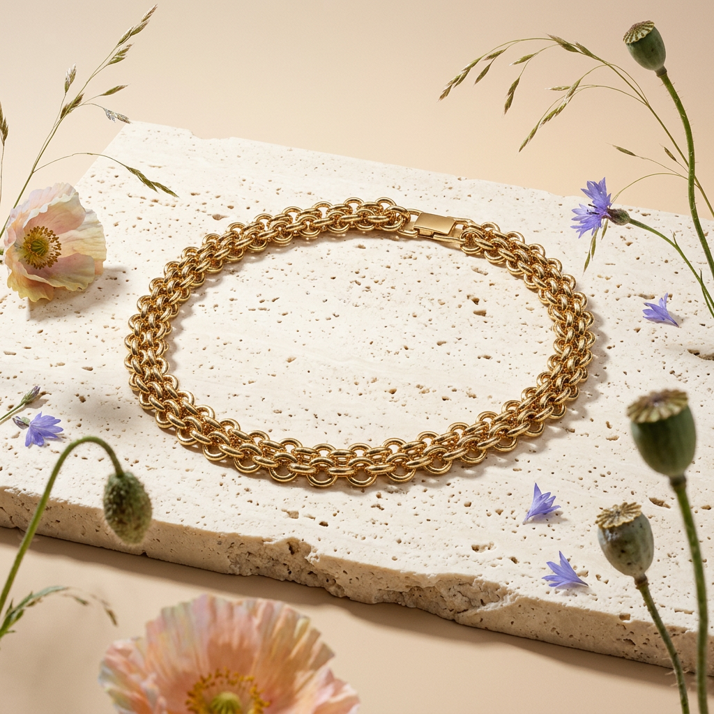 Violia Golden Chain Collar Necklace