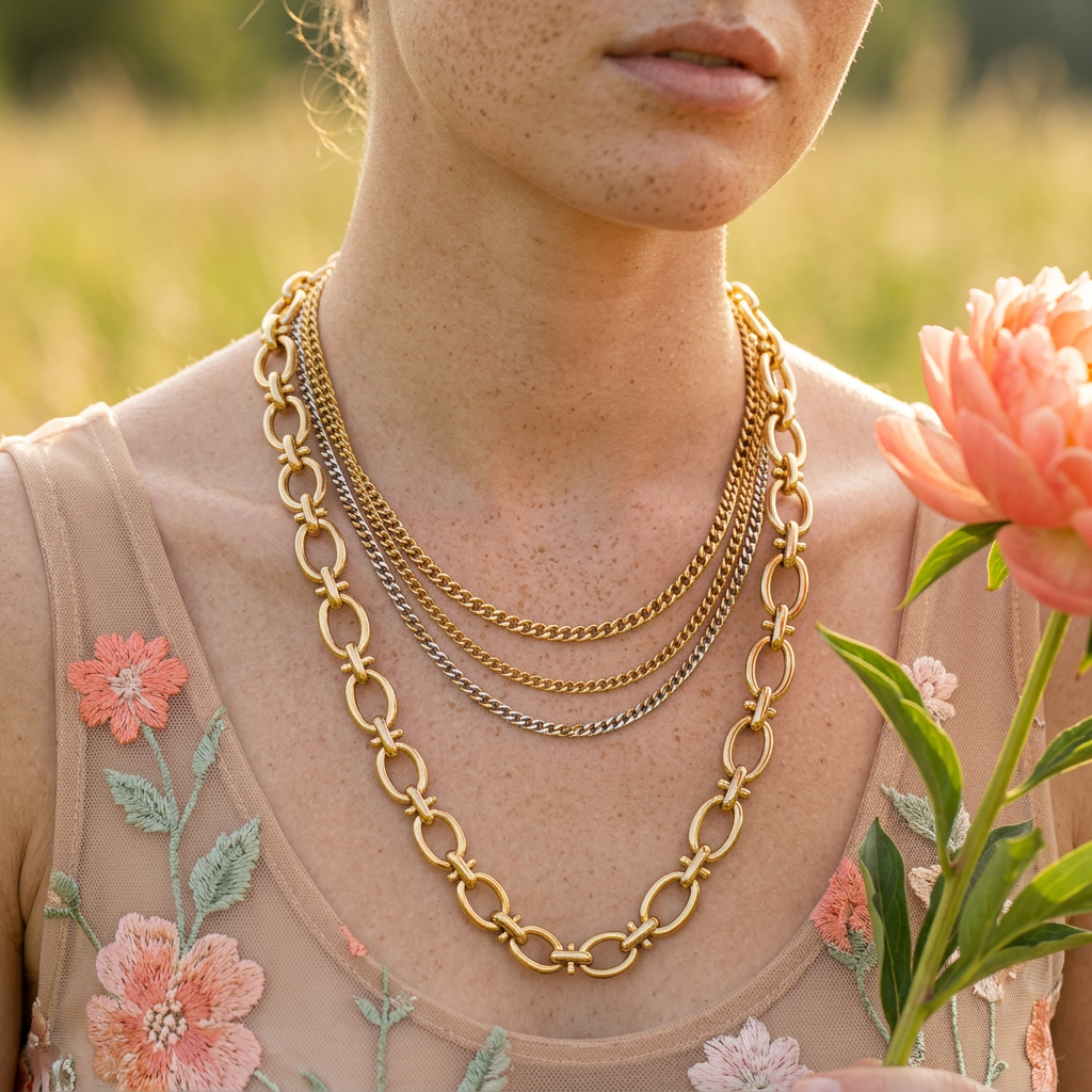Naevia Golden Link Chain Necklace