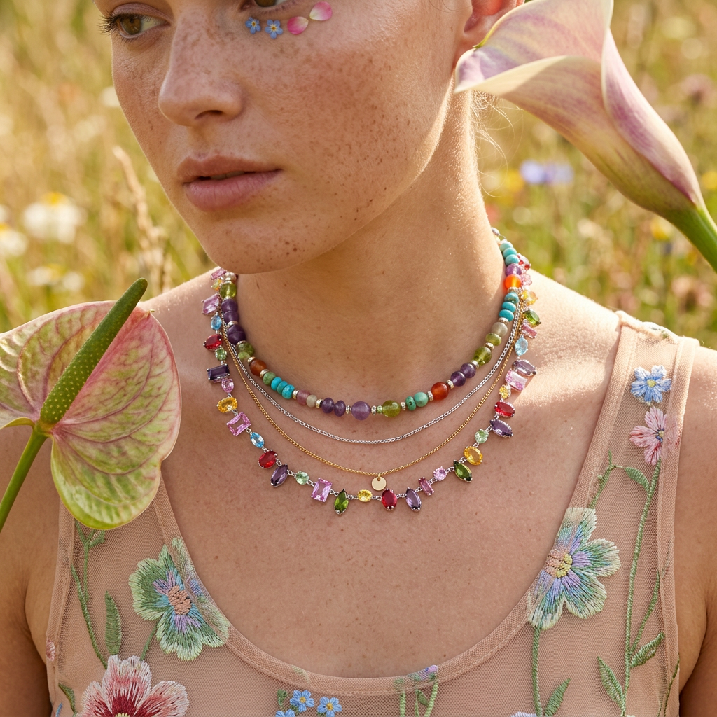 Riomia Silver Cluster Chain Necklace