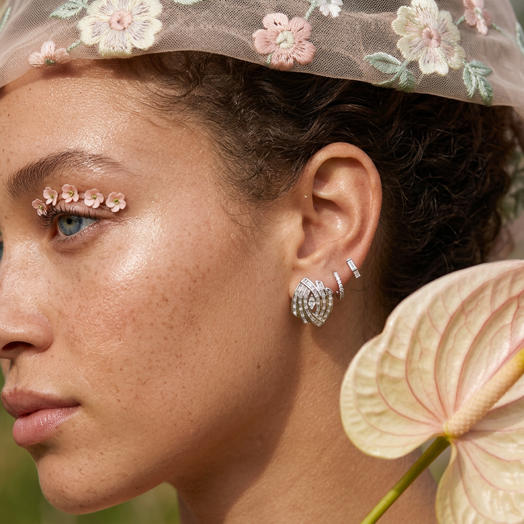 Vaelia Silver Cluster Stud Earrings