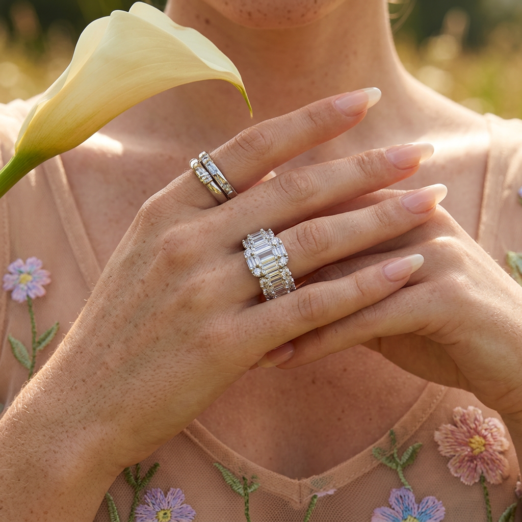 Vaelia Silver Cluster Pavé Band Ring