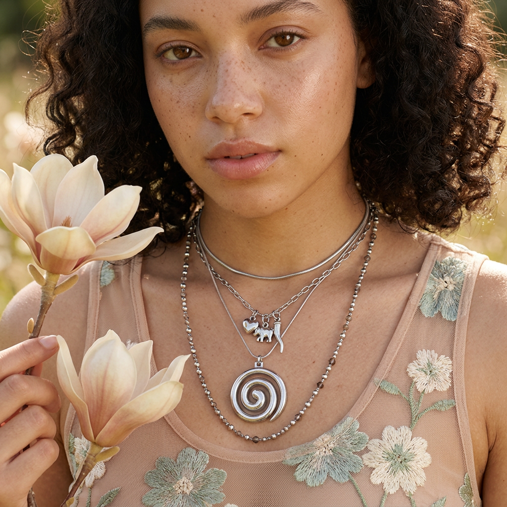 Laevia Silver Disc Pendant Necklace