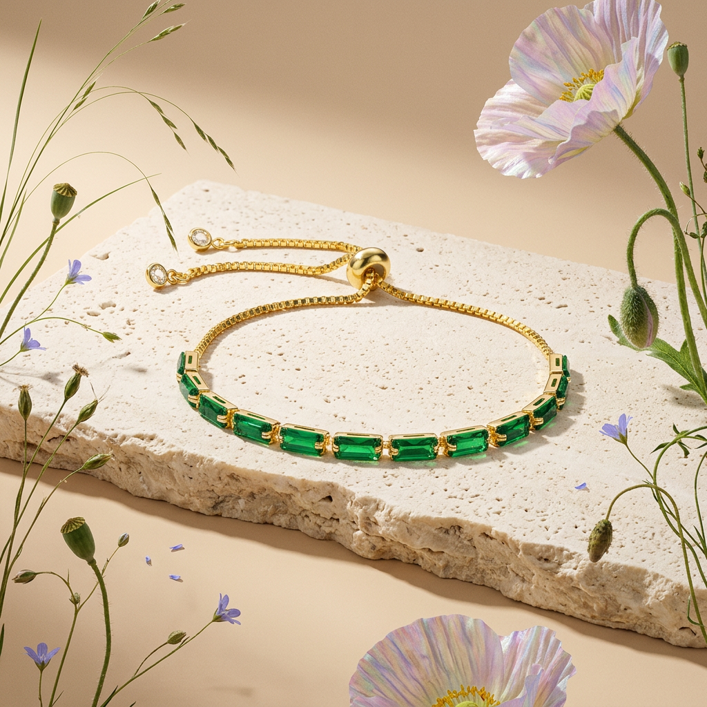 Laesira Golden Baguette Tennis Bracelet