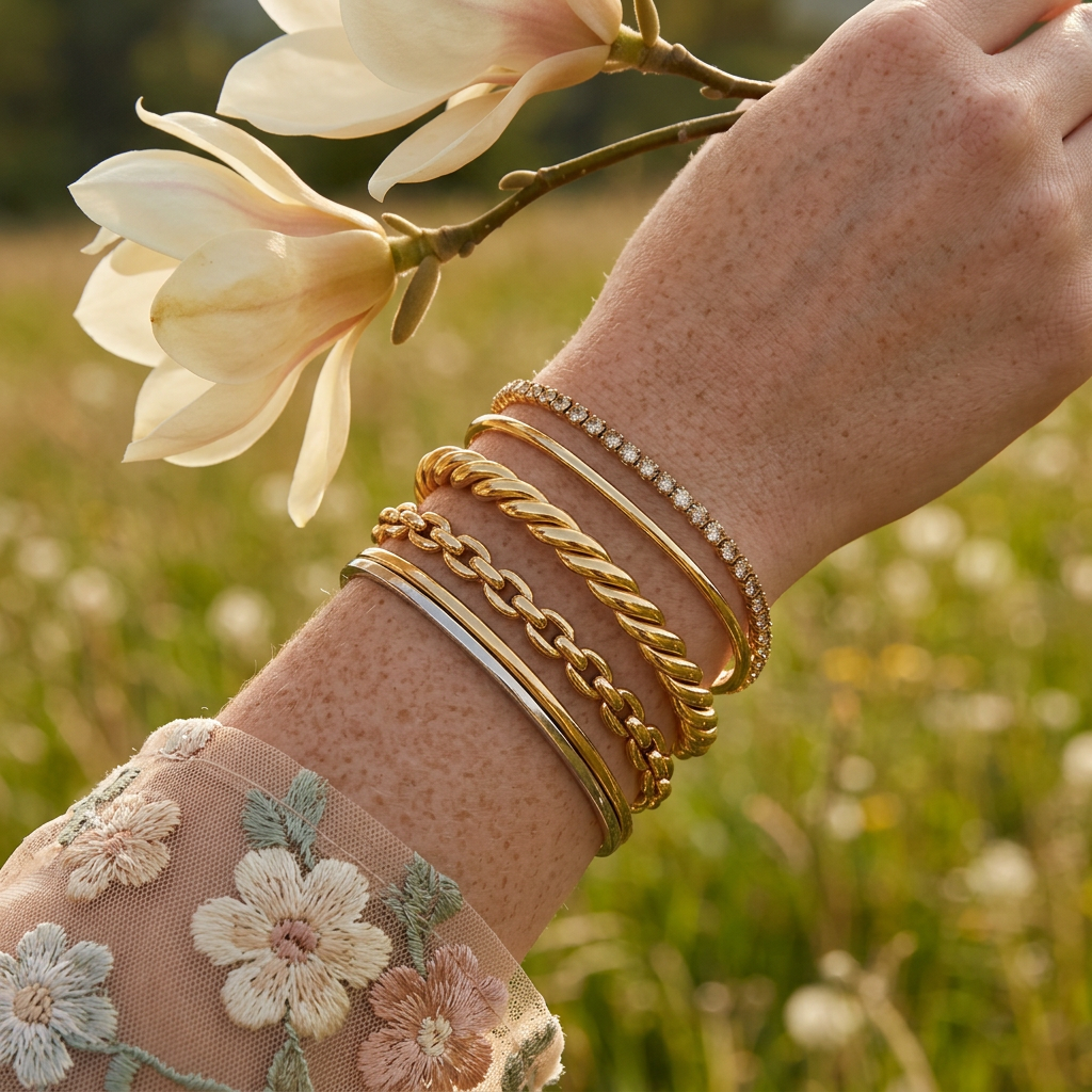 Ziolia Yellow Gold Twist Cuff Bracelet