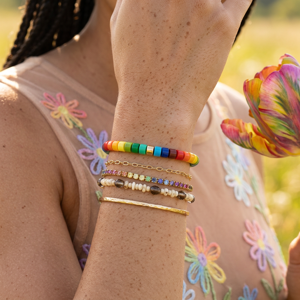 Vionia Acrylic Disc Bead Bracelet