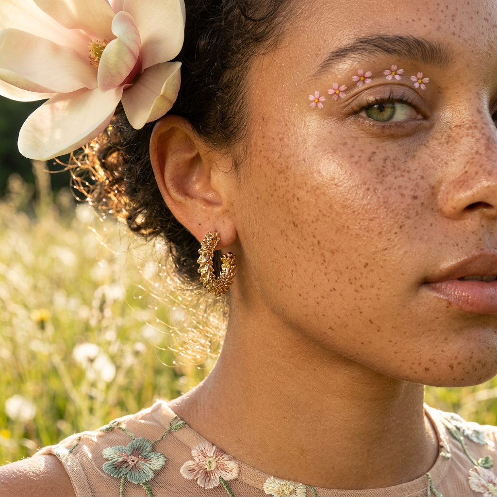 Thealia Golden Cluster Huggie Earrings