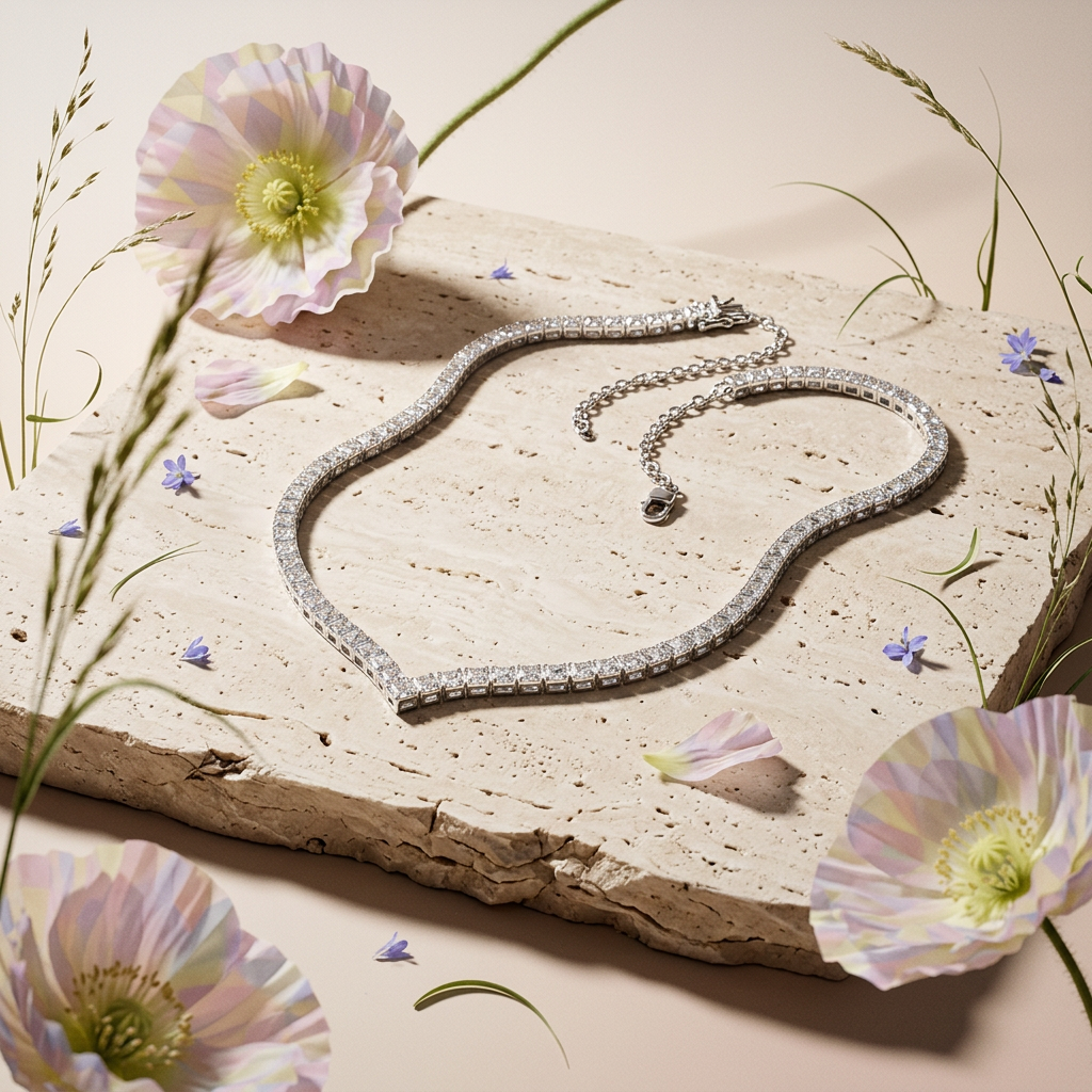 Lionia Silver Chevron Chain Necklace