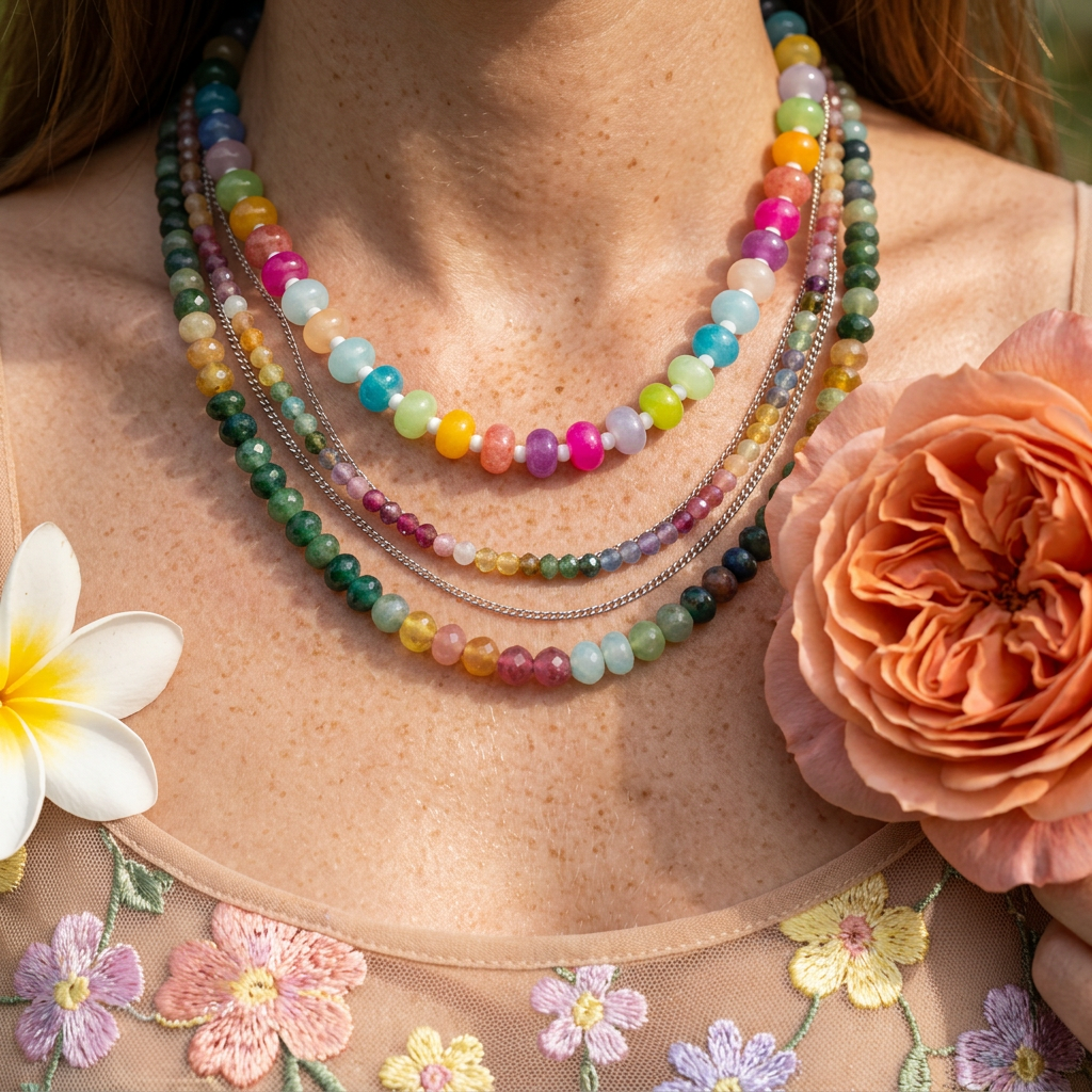 Nealia Resin Orb Bead Strand Necklace