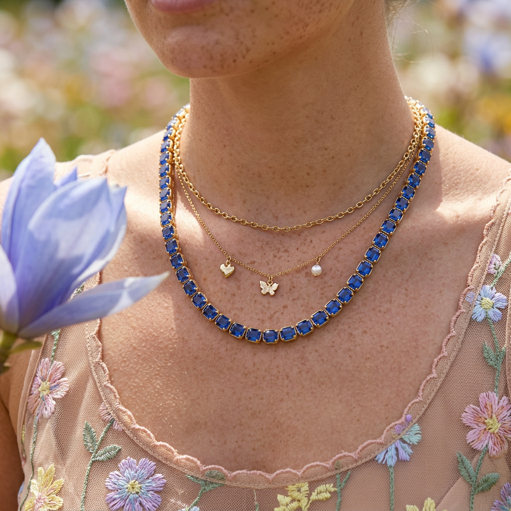 Vealia Golden Orb Tennis Necklace