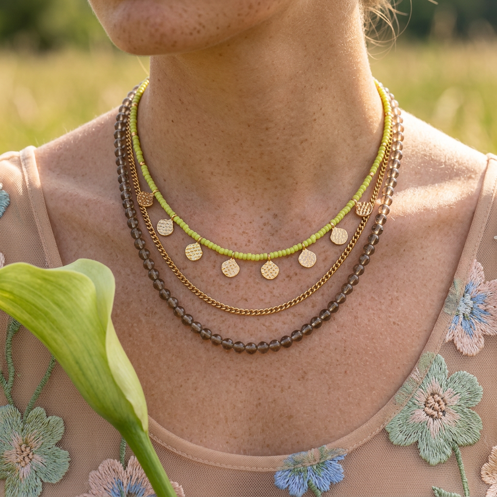 Zionia Golden Disc Choker Necklace