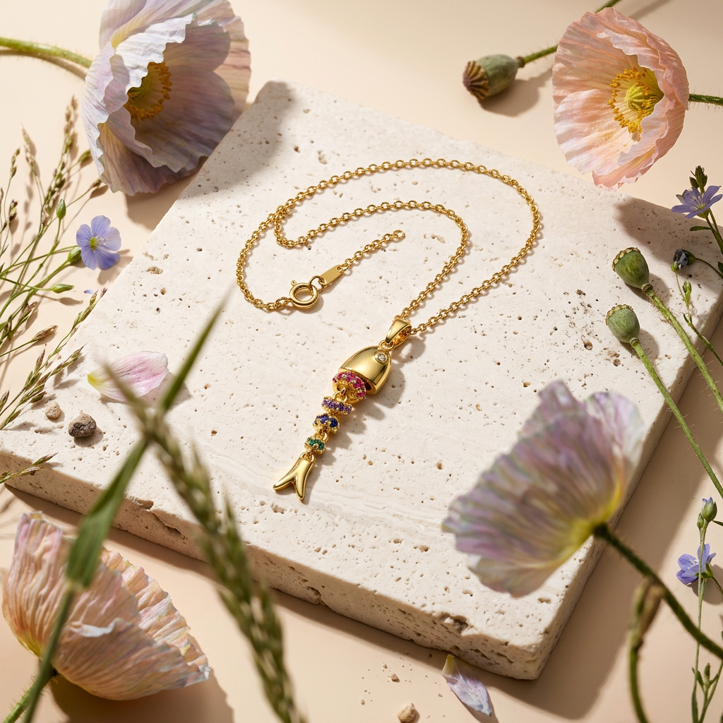 Zaelia Golden Fish Pendant Necklace