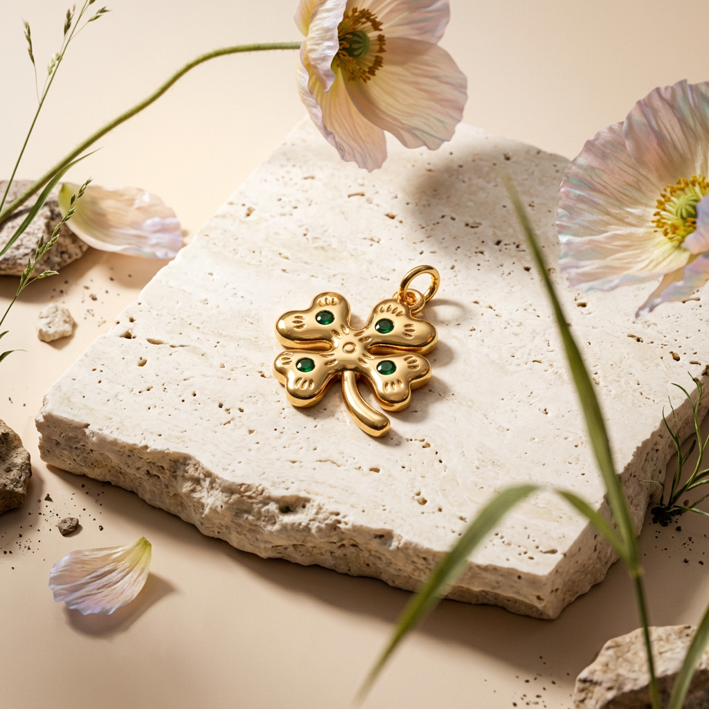 Vaelpha Golden Clover Pendant Charm
