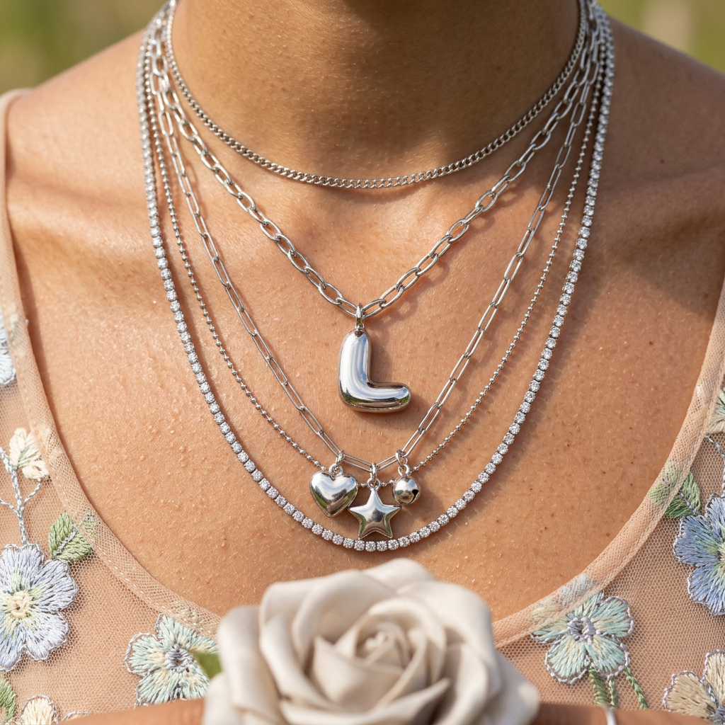 Mionia Silver Curved Bar Pendant Charm