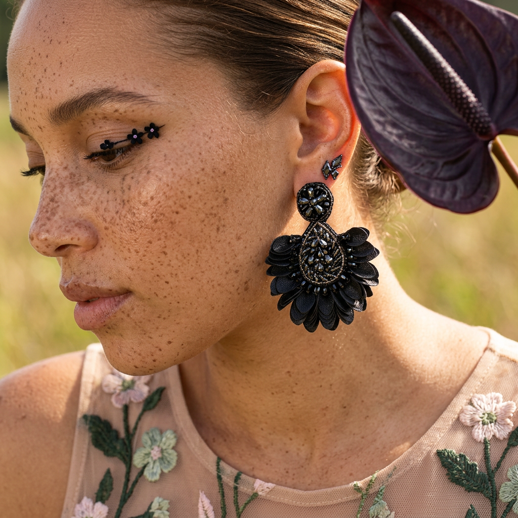 Raevia Silver Floral Drop Earrings