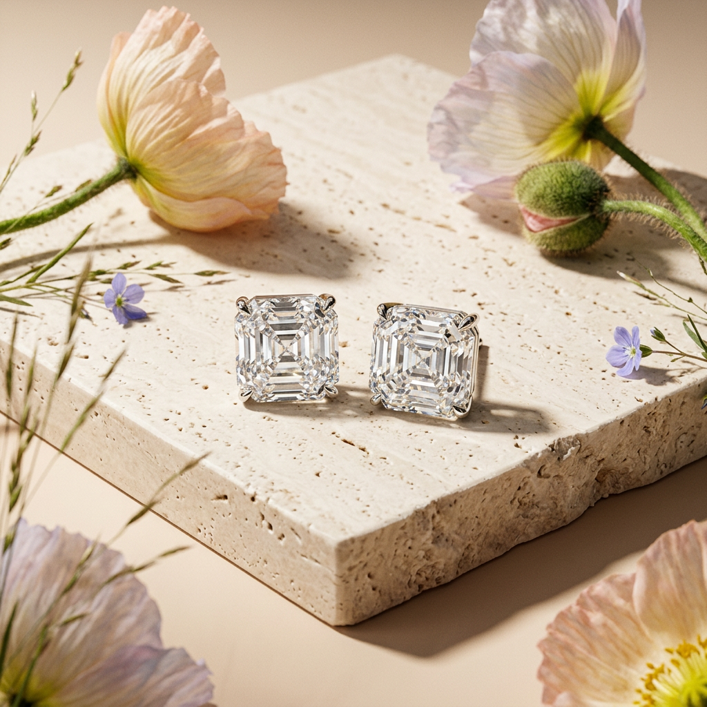 Zialia Silver Square Stud Earrings