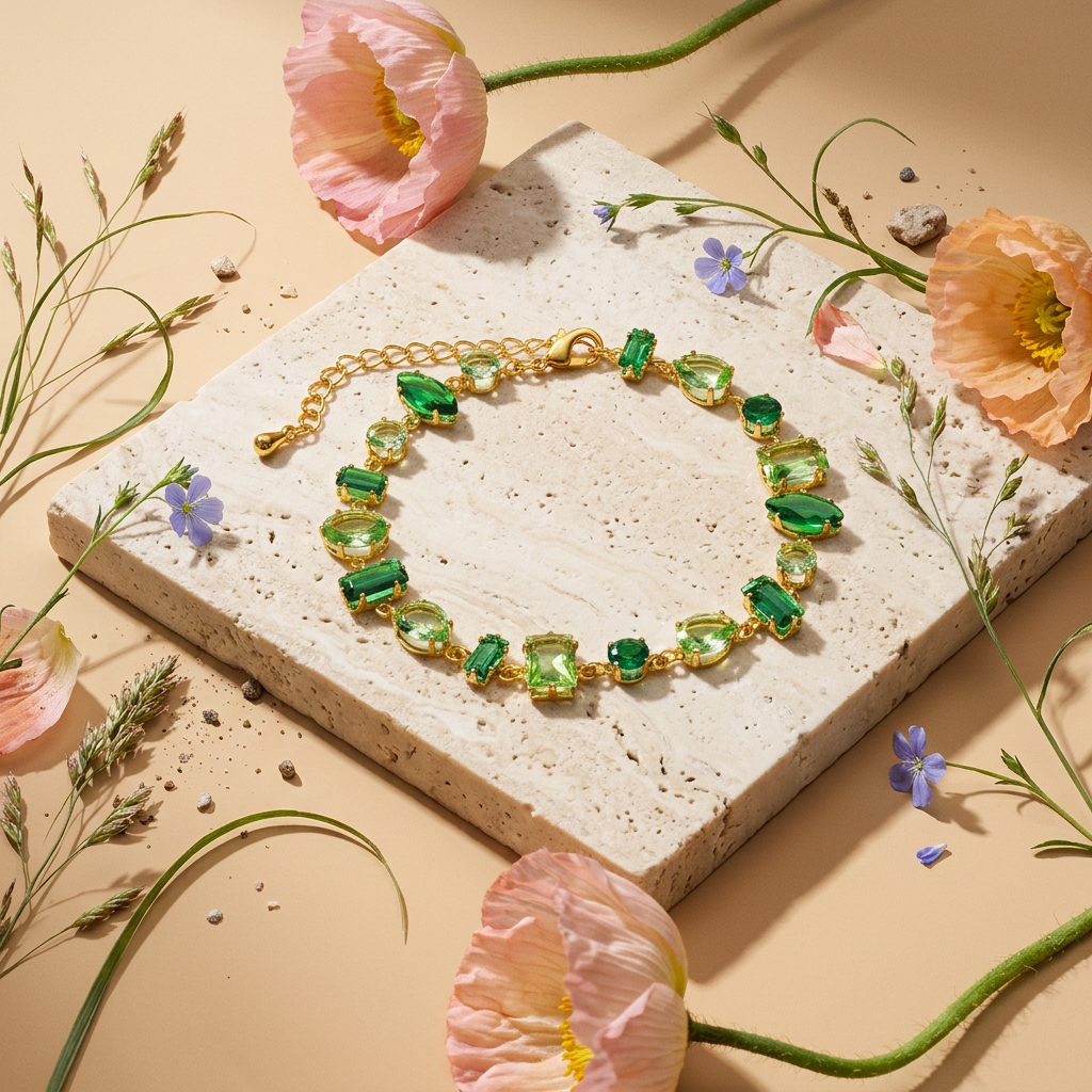 Raelia Golden Cluster Link Bracelet