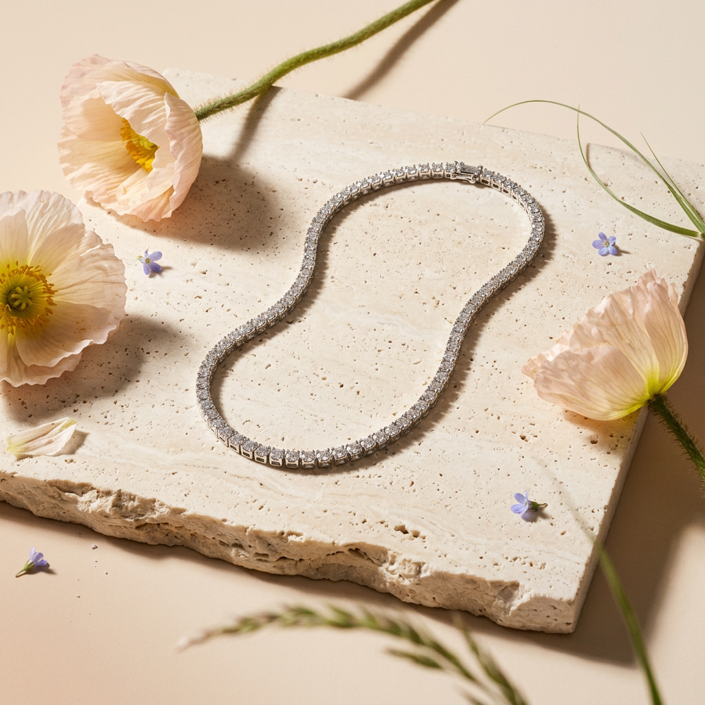 Maelia Silver Chain Tennis Necklace