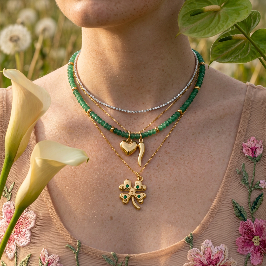 Vaelpha Golden Clover Pendant Charm